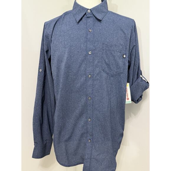 NWT MENS MARMOT AEROBORA Long Sleeve Arctic Navy Button Shirt Size Large L - Picture 1 of 4